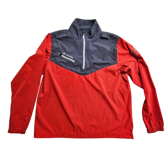 Columbia Other - Columbia Wicked Shot Jacket Mens Medium Red Grey Quarter Zip Golf Pullover *